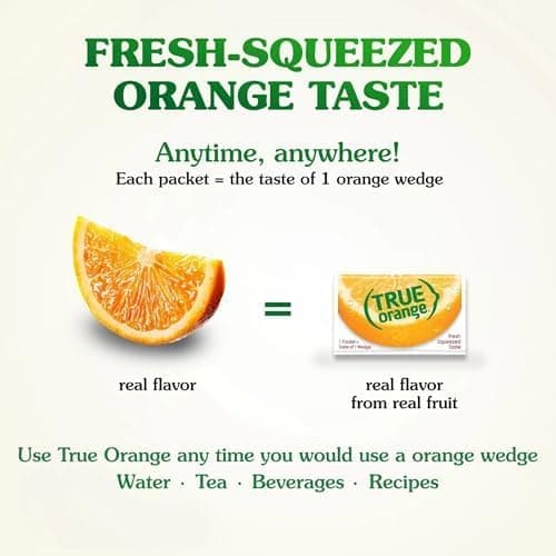 True Orange Water Enhancer, 32 Pack/Orange Wedge Substitute/Zero Calorie Water Flavoring/For Water, Baking, Cooking and More