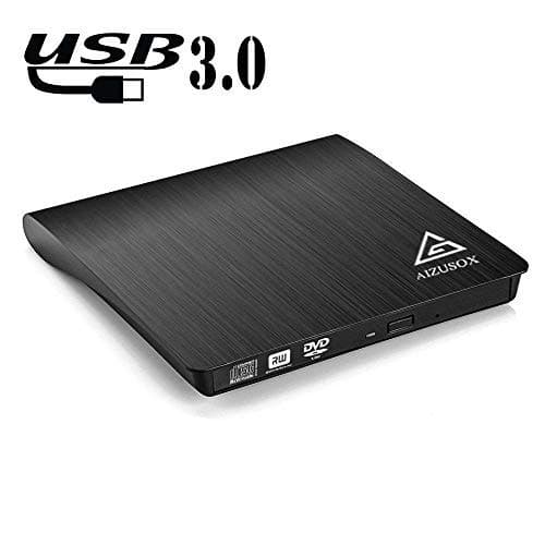 External DVD CD Drive USB 3.0 AIZUSOX Portable CD DVD +/-RW Burner Drive Writer Player for PC Laptop Desktop MacBook Air Pro Windows XP/Win 7/Win 8/Win 10 Vista Linux Mac OS