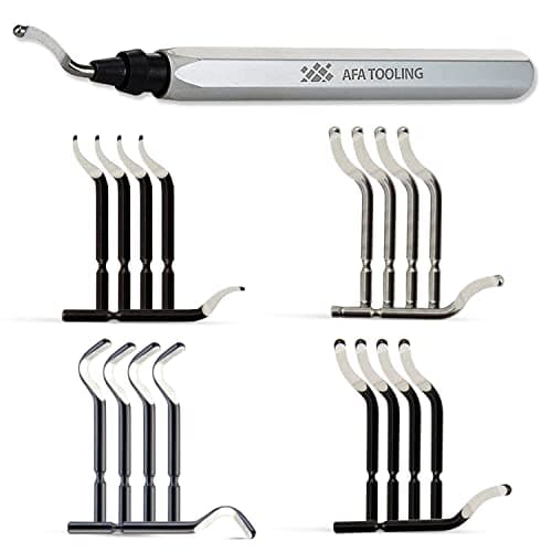AFA Tooling - Deburring Tool Micro-Polished & Anodized Handle with 21 M2/M35 Cobalt HSS Blades, Deburring Tool 3D Printing, Reamer Tool for Metal, PVC, Copper Pipe, Plastic, Resin & 3D Printed Edges