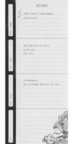 Mead Irony Collection Multi-list Magnetic Notepad 60 Decorated Sheets