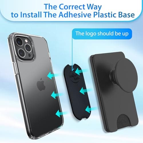 Adhesive Base for Pops Wallet, Detachable Sticky Back Replacement Compatible with Socket Wallet Plus, 2pcs Swappable Black Attachment Piece Plastic Sleeve with 3M Strip Sticker for Wallet+ & iPhone 15