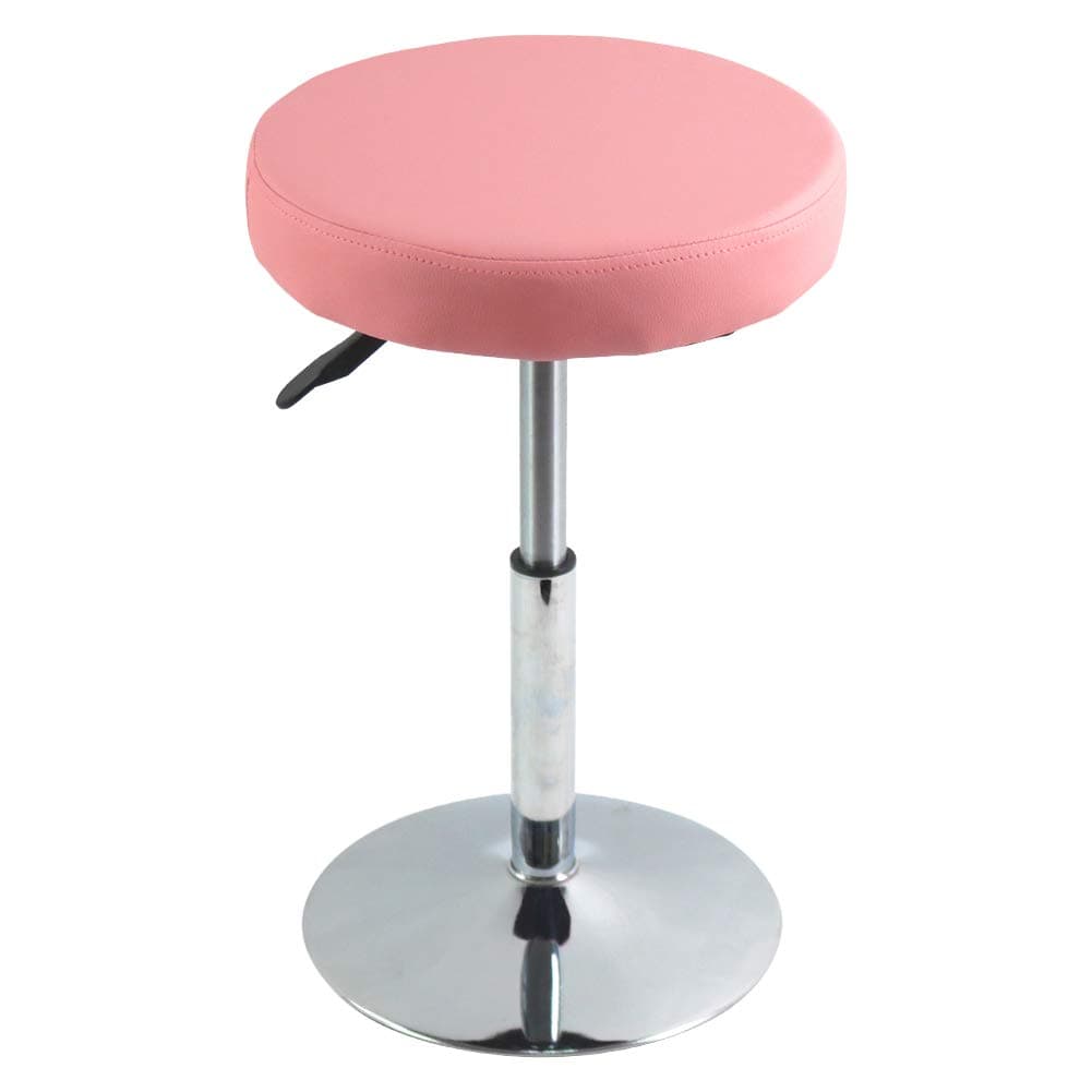 FURWOO PU Leather Round Barber Shop Stool Height Adjustable Swivel Workshop Barber Shop Home Kitchen Short Bar Stools without Backrest Stool Small(Pink)