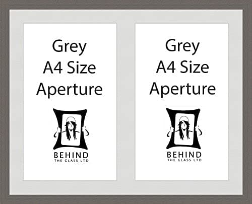 Handmade Grey Picture Frame With Double Aperture Mount - For 2 A4 Images