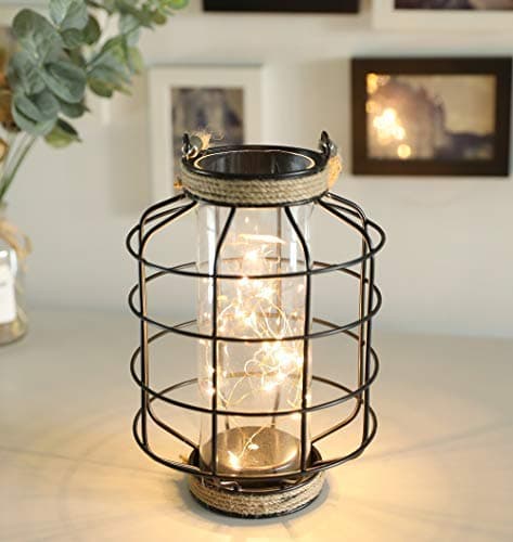 Metal Cage LED Lantern Battery Powered,9.4''H