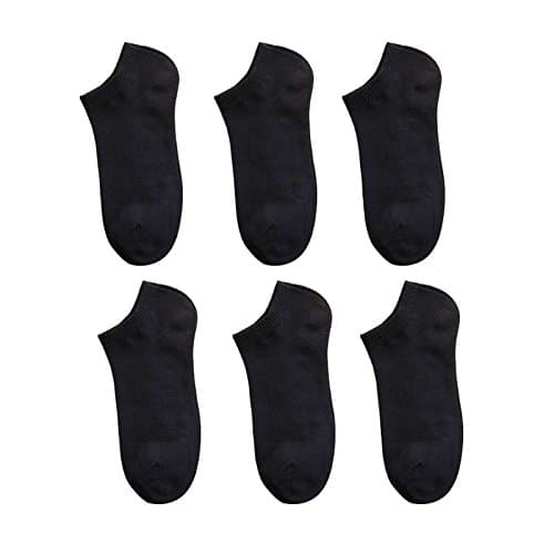 Yoya Men's 6 Pack Solid Black Low Cut Casual Socks
