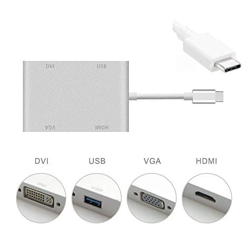 USB-C Type C USB C to HDMI VGA USB 3.0 DVI 4K Adapter Converter Hub Compatible for Google Chrombook Pixel MacBook MacBook Pro and Other Mainstream Type c Device