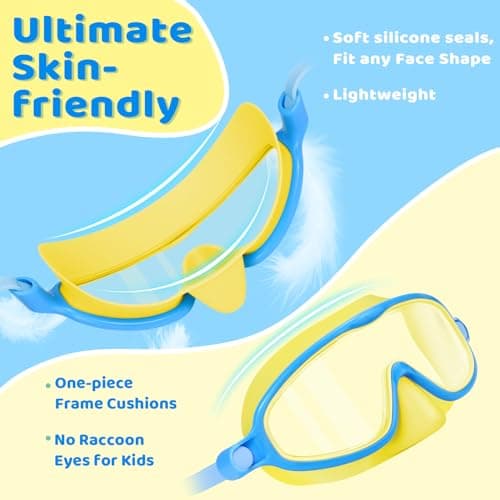Vvinca 2 Pcs Kids-Swim-Goggles with Nose Cover, Swimming Diving Mask Wide View Anti Fog UV Anti Shattered Lens for Kids 3-15