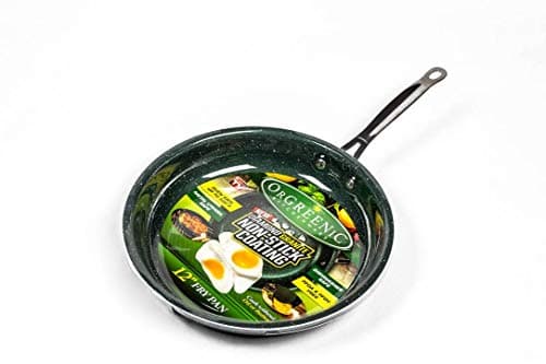 OrGREENiC Diamond Granite Cookware Collection - Non-Stick Ceramic for Even Heating | Safe for Dishwasher, Oven & StoveTop - 12" Pan