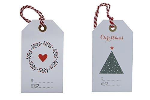 Christmas Red White and Blue Gift Wrap Tags with String