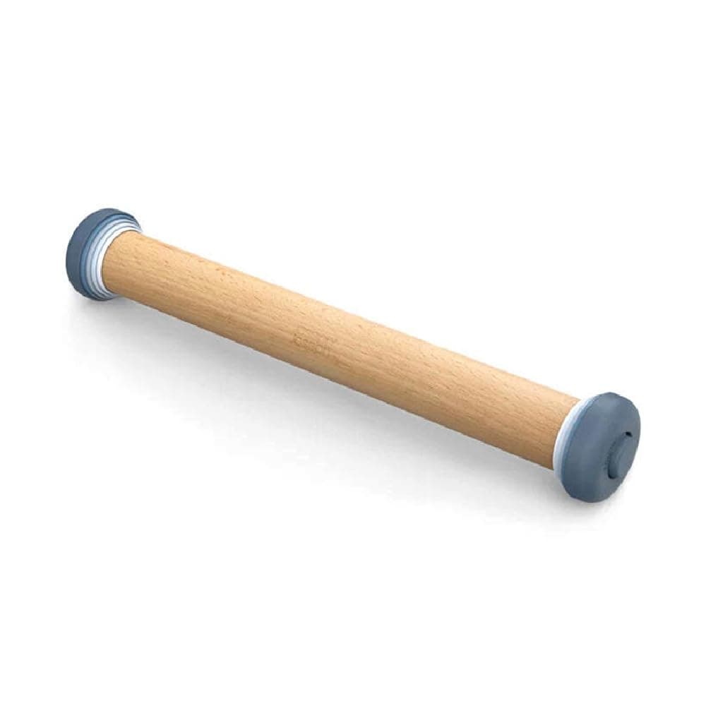 Joseph Joseph PrecisionPin - Rolling Pin with Adjustable Pastry Thickness, Baking and Dough Rollers, Beech Wood, Pastel Blue
