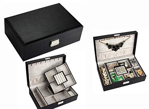 duoduodesign Handmade Deep Gray Leather Jewelry Box