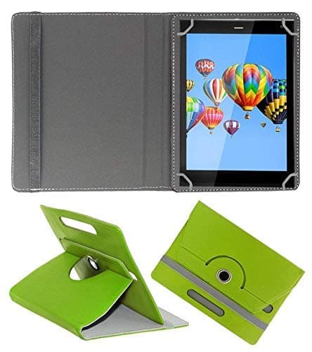 Hello Zone with Free Sim Adapter Kit Intex iBuddy Connect 360° Rotating 7” Inch Flip Case Cover Book Cover -Green