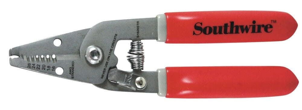 Southwire Compact Wire Stripper 16-26 AWG - Strips, Cuts, & Loops Electrical Wire - Stainless Steel Blades - Spring-Loaded - Lightweight Tool - Compact 16-26 AWG Model