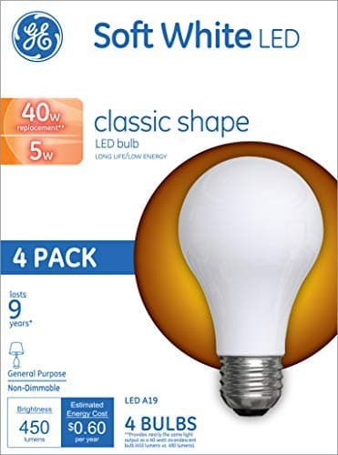 LED Light Bulbs, A19 General Purpose (40 Watt Replacement LED Light Bulbs), 450 Lumen, Medium Base Light Bulbs, Soft White, 4-Pack LED Bulbs
