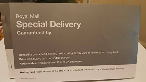 Special Delivery Despatch Book A single Special Delivery despatch book Royal Mail International + UK