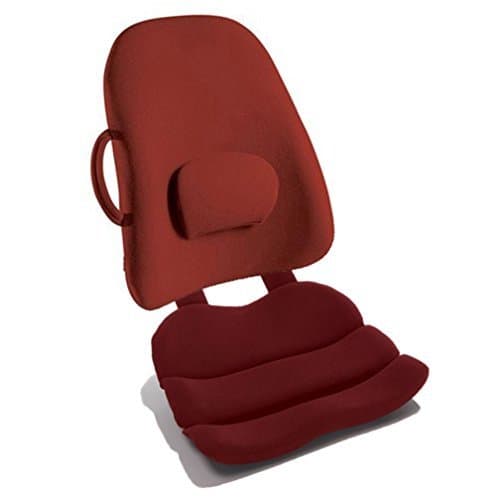 Obus Forme Combo Ergonomic Orthopedic Low Back Backrest And Contoured Seat Cushion - Back/Stress Pain Relieve -Burgundy