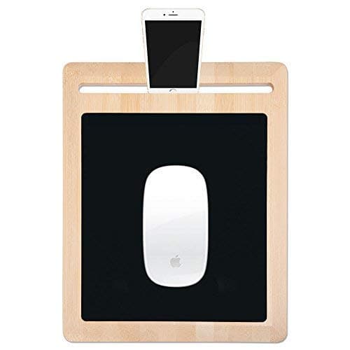 Eco-Friendly Cool Mouse Pad Mat with Phone & Tablet Stand ✮ Anti-Slip & Wrist Comfortable ✮ Wooden Bamboo Beautiful Novelty Mouse Pad Gaming Mat for Computers Mobile Tray WFH Phone & iPad Holder