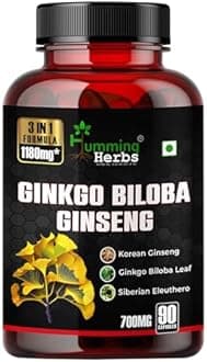 Humming Herbs Ginkgo Biloba Ginseng 3-in-1 — Ginkgo Biloba Leaf Extract (24% Flavone Glycosides), Korean Ginseng (10% Ginsenosides), Siberian Eleuthero — 90 Veg Capsules