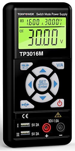Tekpower TP3016M Portable Handheld Variable DC Power Supply with USB Port 0.3V - 12V @ 0 - 3.75A or 0.3V-30V@ 1.6A with VC and CC Control Upgraded TP3005DHY3005 Mastech