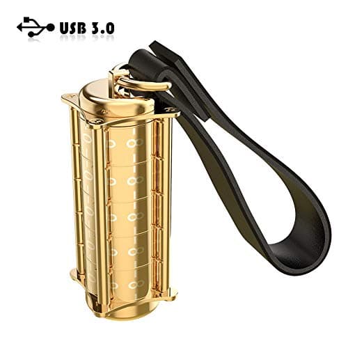 USB 3.0 Flash Drive, ROTEK Password Lock Design 32 GB Thumb Drive, Jump Drives,USB Memory Stick(Golden).