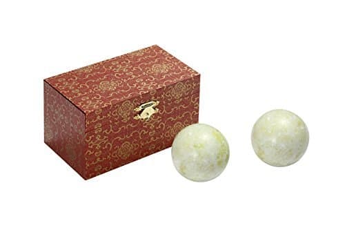 Brass Statu BRABUD 1.4'' Light Green Marble Baoding Health Chinese Stress Exercise Balls for Adults Craft Collection with Bag