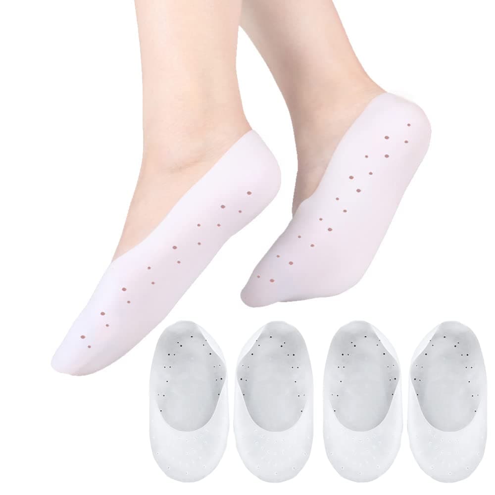 2 Pairs Soft Silicone Gel Keep Moisture Smooth Moisturizing Socks Adjustable for Foot Care SPA Repair Dry Crack Heel Remove Calluses