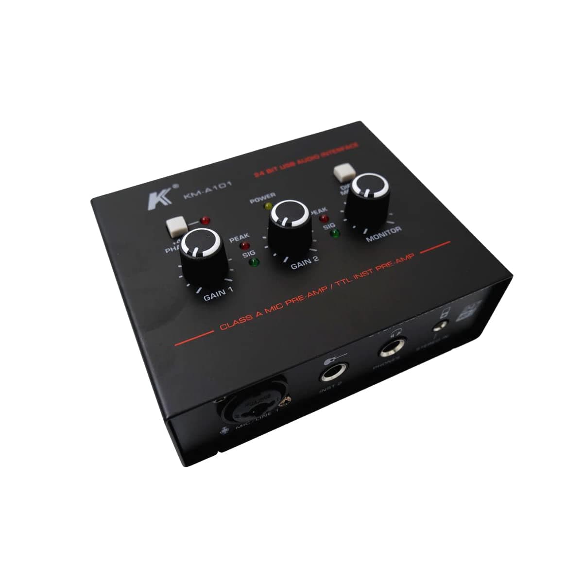 K KM-A101 audio interface, 1 x Mic preamp (XLR/Jack), 1 x HI-Z guitar input