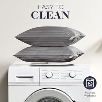 Basic Beyond King Size Pillows for Sleeping - Soft Down Alternative Pillows Luxury Hotel Collection Bed Pillows Set of 2, Grey, 20x36 Inches