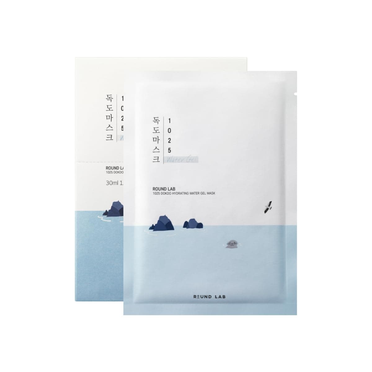 ROUND LAB 1025 Water Gel Hydration Mask(10ea) | Hydration locking, Cooling, Rejuvenating, Easy layering, Unscented for sensitive skin (10ea)