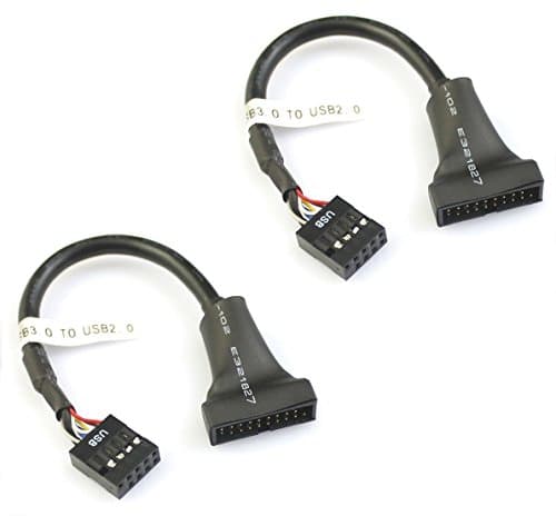 CNCT 19-Pin USB3.0 to USB2.0 Adapter Header Cable - Suitable for use with USB 2.0 Based Mother Boards from Intel - ASUS - Gigabyte - MSI (2PC)