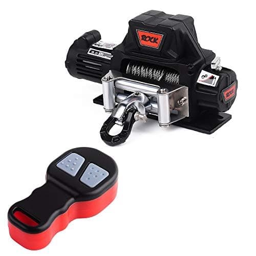 Metal Automatic Winch Wireless Remote Controller System for 1:10 RC Crawler Car Axial SCX10 90046 TRX4 Redcat (Black)
