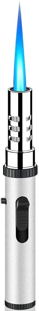 Frixen Windproof Long Lighter Refillable Torch Lighter Inflatable Butane Lighter Adjustable Flame Torch Lighter for Grill Single Torch Jet Flame Lighter (Without Gas)