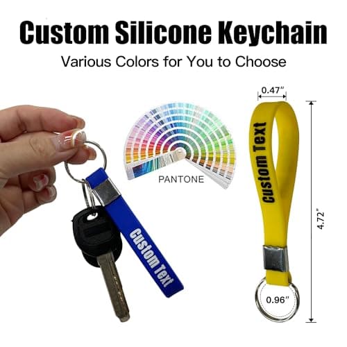 50 Personalized Silicone Keychains for Backpack Key Cellphone, Custom Silicone Keyrings CustomText/Icon for Adults