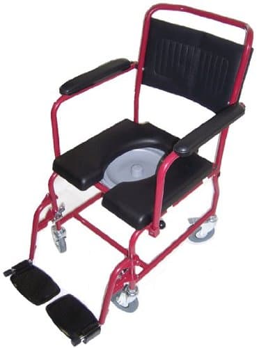 MedMobile® 2-in-1 Commode/Shower Wheelchair with Drop-Down Armrests, Locking Rear Castors, Detachable Footrests and PU Commode Seat