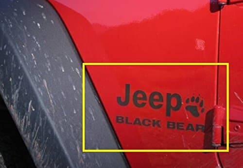 2pc Black Bear Set Decal 4" x 5" sticker Compatible with Jeep Wrangler RUBICON Black