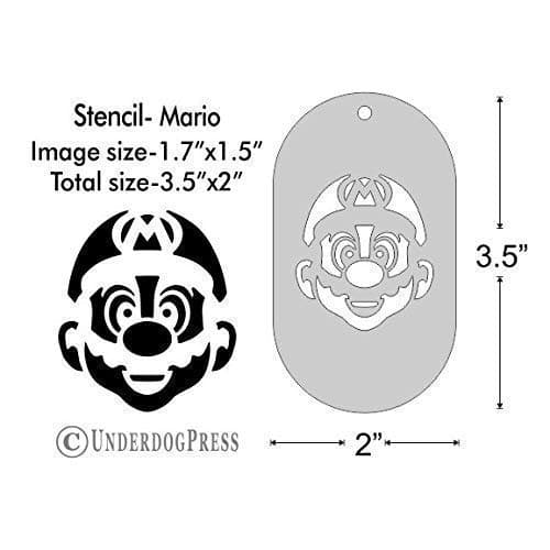 Stencil- Mario, 1.7x1.5 Inch Image on 3.5x2 Border, Size 1