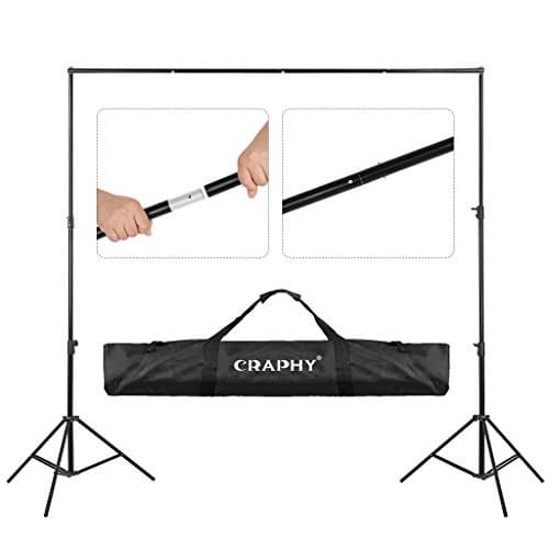 CRAPHY 2Mx3M Studio Portable Background Support System Photography Backdrop Stand Kit with Carrying Case Adjustable Light Stand(80CM-200CM), 4-Section Cross bar for Muslin Non-Woven …
