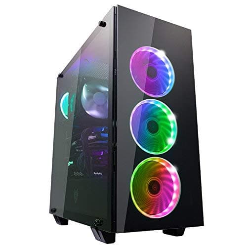 FSP FSP ATX Mid Tower PC Computer Gaming Case with 3 Translucent Tempered Glass Panels and 5 RGB Lighting Modes (CMT510)