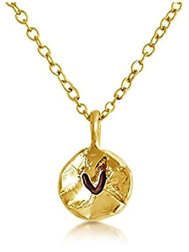 Belcho Hammered V Initial Pendant Necklace