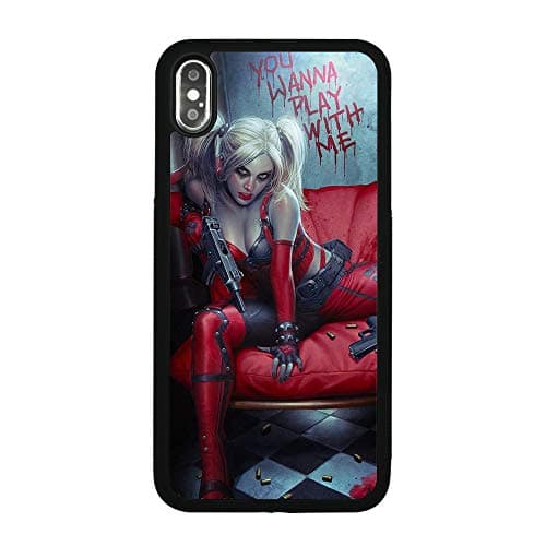 Harley Quinn Theme Case for iPhone Xs Max Comic TPU Silicone Gel Edge + PC Bumper Case Skin Protective Printed Phone Full Protection Cover