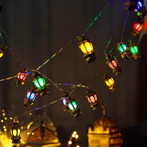 ANPHSIN Ramadan Eid String Light- 9.8ft 20LEDs Battery Operated Mubarak Islam Decorative Indoor Lantern Lights String with 2 Flash Modes for Muslim Islamic Home Garden Patio Decor Supplies
