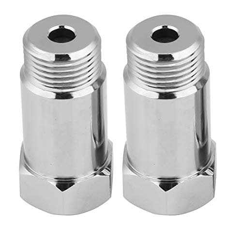 Keenso 2pcs O2 Sensor Spacer, Universal 45mm M18*1.5 Check Engine Light Eliminator Adapter O2 Oxygen Sensor Spacer Extender Adapater Silver