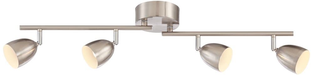 Pro Track Alexa 4-Head LED Ceiling or Wall Track Light Fixture Kit Spot-Light Dimmable Adjustable Silver Satin Nickel Modern Kitchen Bathroom Living Room Dining Hallway Bedroom Decor 32 1/4" Wide