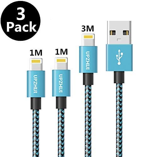 llano iPhone Charger Cable Lightning Cable -MFi Certified 3Pack(3.3ft-2pack)(9ft-1pack) Nylon Braided Charger Lead USB Fast Charging Cable for iPhone Xs Max X XR 8 7 6s 6 Plus SE 5s 5c 5, iPad
