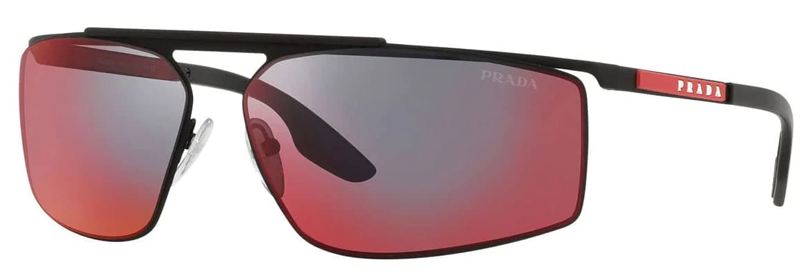 Linea Rossa Dark Grey Mirror Blue/Red Rectangular Men's Sunglasses PS 51WS DG008F 68