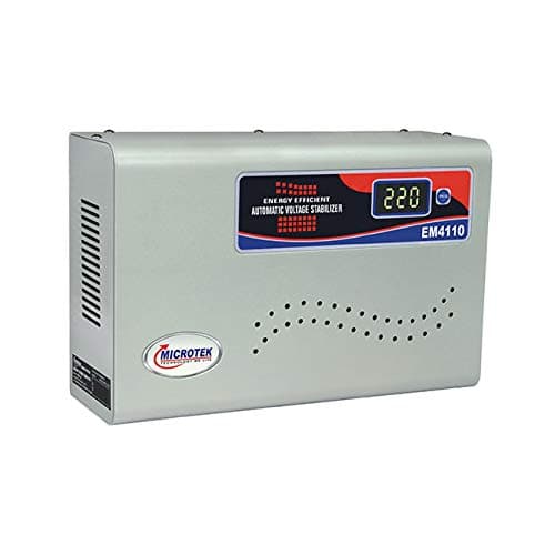 Microtek EM 4110 Automatic Voltage Stabilizer for Air Conditioners up to 1.5 Ton, 110V-300V (Metallic Grey)