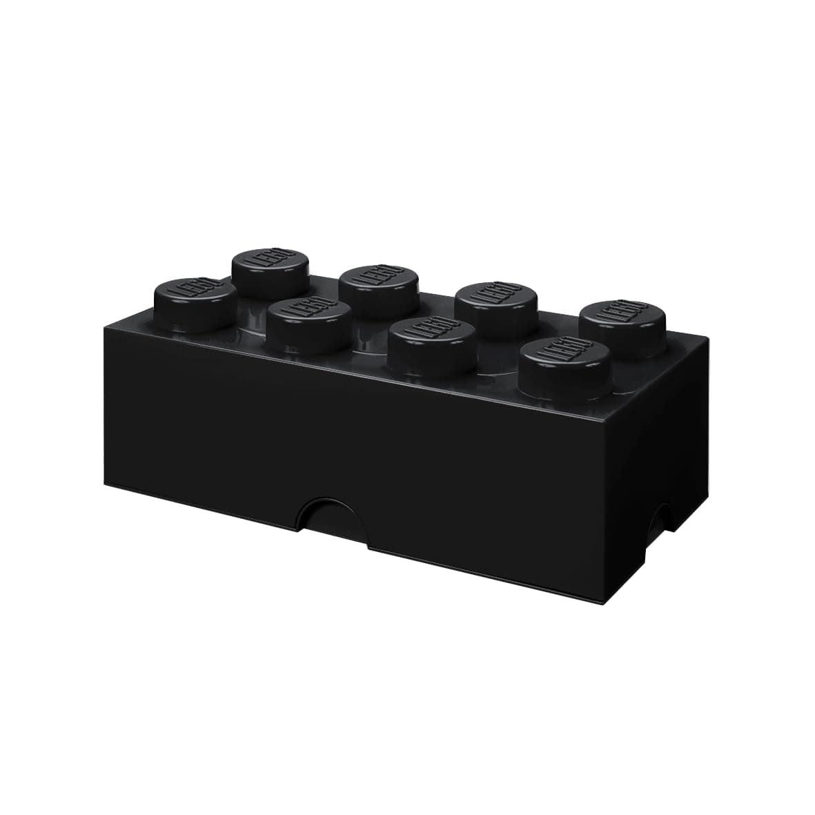 LEGO Storage Brick 8 Knobs BLACK - Stackable Plastic Storage Box with Lid for Kids and Adults, Ideal Desk Organizer and Toy Box - 12.1L Capacity