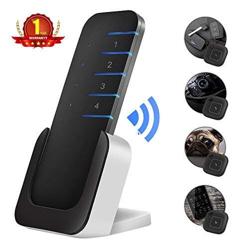 Wireless Key Finder, SATISURE Key Tracker with LED Flashlight, Anti Lost Alarm Reminder Key with 1 Kit Remote Control Transmitter and 4 Receivers, Key Locator Alarm, Phone Finder,Anything Finder