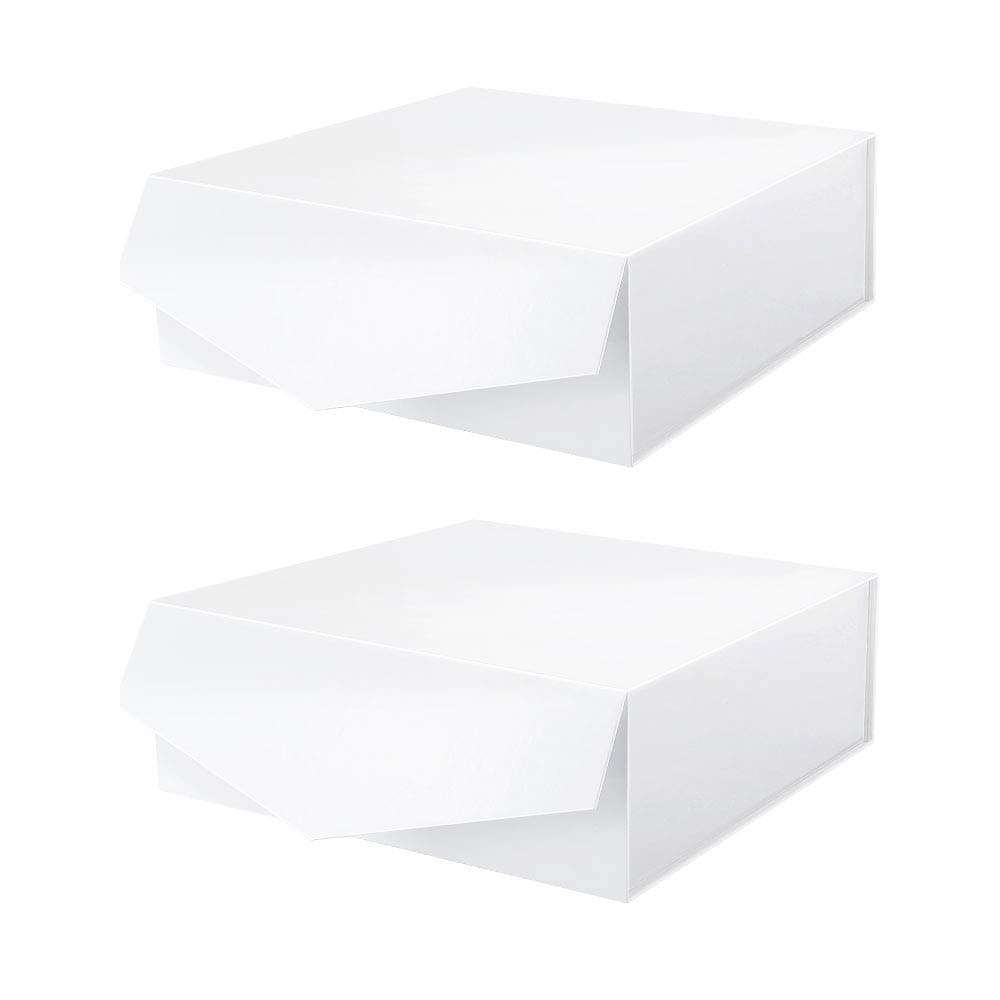 MALICPLUS 2 Extra Large Gift Boxes 11.3x11.3x4.8 Inches, White Gift Boxes with Lids, Bridesmaids Proposal Boxes, Magnetic Closure Gift Boxes (Grass Texture)