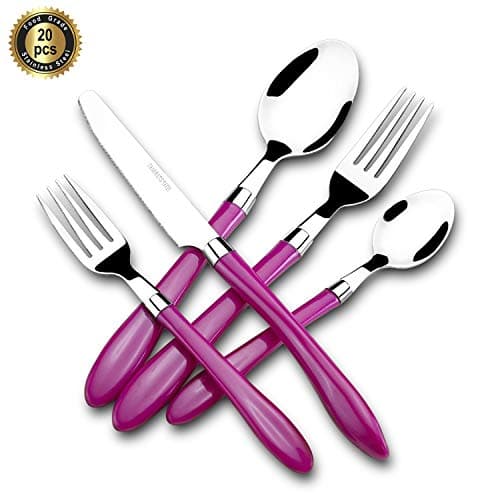 HF HOFTEN Silverware Set, 20 Piece Stainless Steel Flatware Set Include Fork Spoon Knife Utensils for Thanksgiving Party, Service for 4, Safe in Dishwasher(HF013-RR)